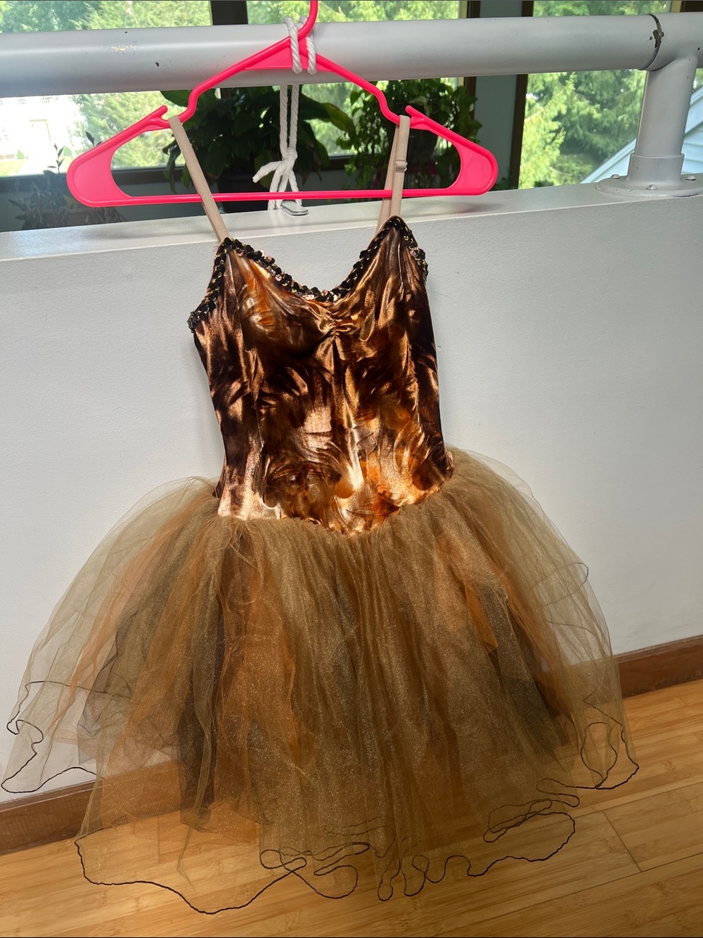 Girls Brown Velvet-Effect Tulle Dance Dress